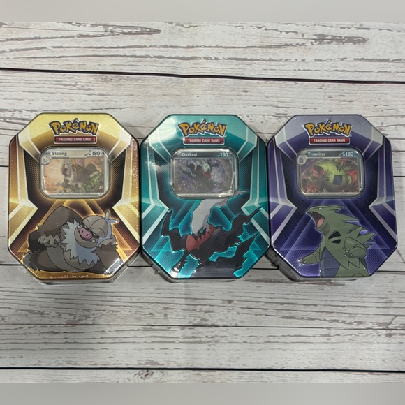 Pokemon Trading Card Game Tins - Complete “Triple Whammy” Set - New/Sealed